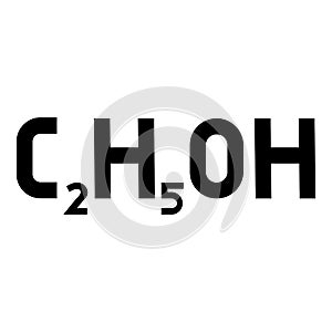 Chemical formula C2H5OH ethanol Ethyl alcohol icon black color vector illustration flat style image