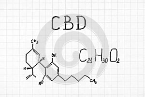 Chemical formula of Cannabidiol CBD. photo