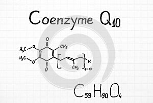 Chemical formula of Coenzyme Q10. photo
