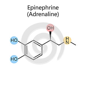 Chemical formula epinephrine diagram science
