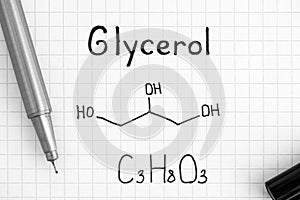 Chemical formula of Glycerol with black pen