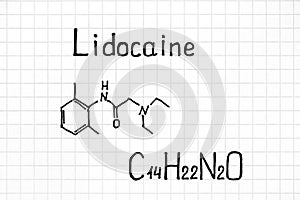 Chemical formula of Lidocaine photo