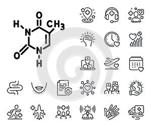 Chemical formula line icon. Chemistry lab sign. Analysis. Online doctor, patient and medicine. Vector