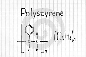 Chemical formula of Polystyrene.