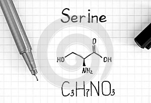 Chemical formula of Serine with pen