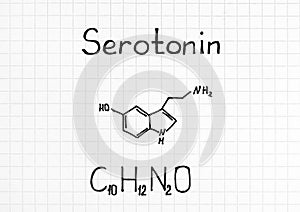 Chemical formula of Serotonin. photo
