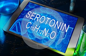 The chemical formula of serotonin photo
