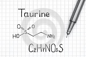Chemical formula of Taurine with pen