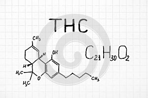 Chemical formula of Tetrahydrocannabinol THC.