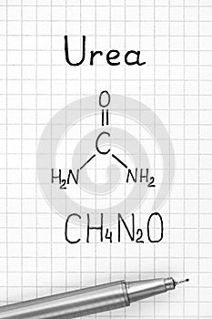 Chemical formula of Urea with pen.