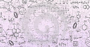 Chemical formulas and diagrams cover a whiteboard in a school setting