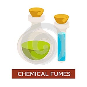 Chemical fumes flask with corks allergy and antritis causative photo