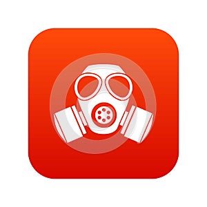 Chemical gas mask icon digital red