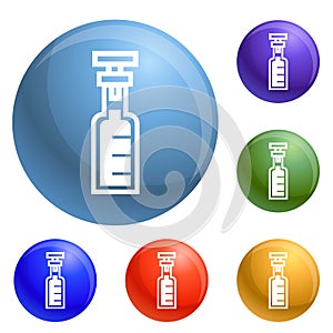 Chemical glass bottle icons set vector