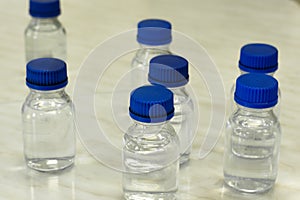 Chemical glassware for storing chemicals and solution.