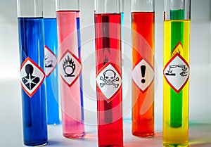 Chemical Hazard pictograms multicolored photo