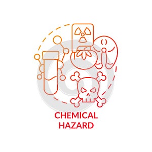 Chemical hazard red gradient concept icon