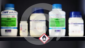 Chemical Hazard Sign pictogram, Globally Harmonized System of Classification and Labelling of Chemicals GHS Flammable substance photo