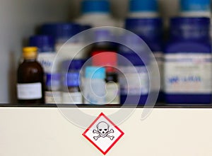 Chemical Hazard Sign pictogram, Globally Harmonized System of Classification and Labelling of Chemicals GHS Toxic category.