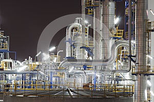 Chemical industrial plant in night time