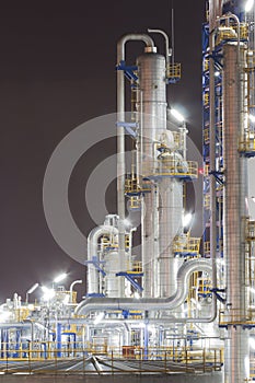 Chemical industrial plant in night time