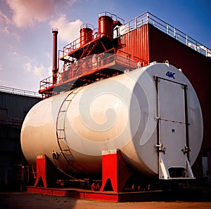 Chemical industrial storage tanks for liquid in a factory warehouse plant