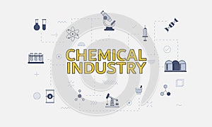 Chemical industry concept with icon set with big word or text on center