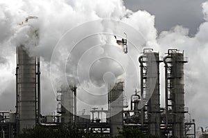Chemical industry with cooling water damp photo