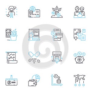 Chemical industry linear icons set. Polymerization, Isomers, Hydrocarbons, Methanol, Catalyst, Distillation, Extraction