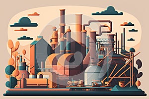 Chemical industry plant flat illustration