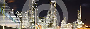 Chemical industry plant at night - building of a factory for the