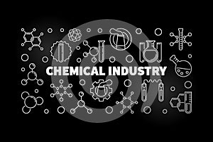 Chemical Industry vector silver outline horizontal banner