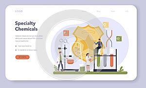 Chemical industry web banner or landing page. Industrial chemistry