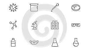Chemical lab research  icons set  .
