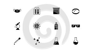 Chemical lab research  icons set  .