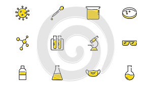 Chemical lab research  icons set  .