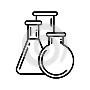 Chemical lab vector icons set. research illustration sign collection. laboratory and biotechnology symbol.