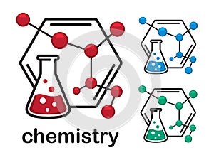 Chemical laboratory experimental vector icons isolated on white