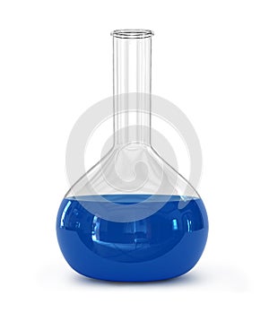 Chemical laboratory flask with green liquid