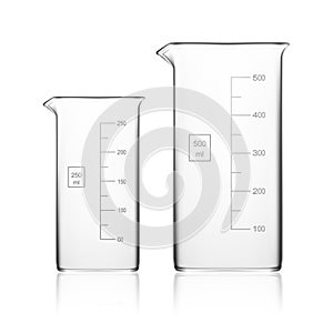 Chemical Laboratory Glassware Or Beaker. Glass Equipment Empty Clear Test Tube