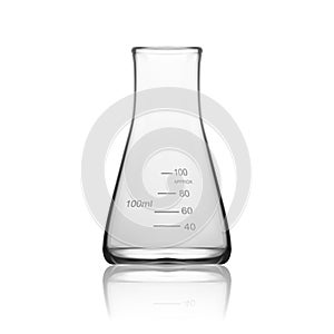 Chemical Laboratory Glassware Or Beaker. Glass Equipment Empty Clear Test Tube photo
