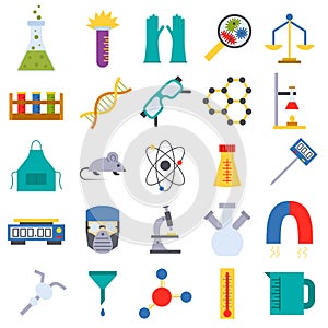 Chemical laboratory icons medicine science experiment health scientific research vector illustration