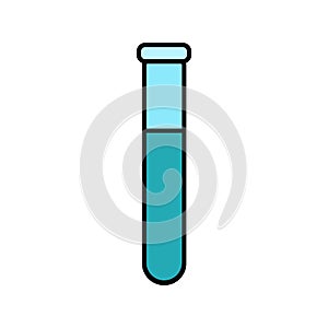 Chemical laboratory medical test tube, flask for drugs and chemical experiments, simple icon on a white background. Vector