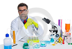 Chemical laboratory scientist man working portrait