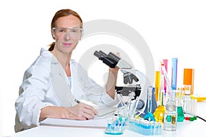 Chemical laboratory scientist woman working portrait