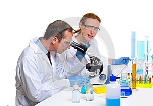 Chemical laboratory with two scientist working