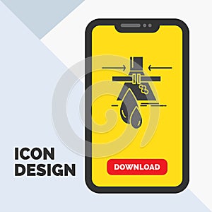 Chemical, Leak, Detection, Factory, pollution Glyph Icon in Mobile for Download Page. Yellow Background