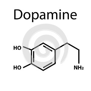 Chemical molecular formula hormone dopamine. The hormone pleasure. Infographics Vector illustration