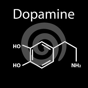 Chemical molecular formula hormone dopamine. The hormone pleasure. Infographics Vector illustration