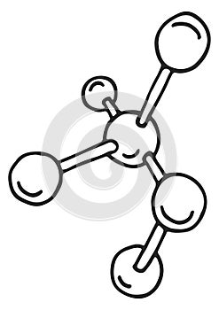 Chemical molecule model icon. Science study doodle